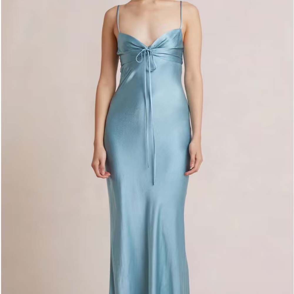 bec + bridge Satin Slip Dress in Dusty Blue